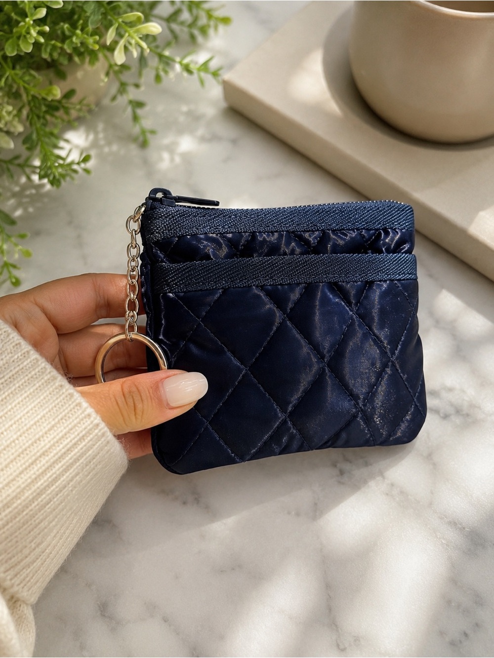 HAUTE SHORE Max Pacific Quilted Puffer Card Holder Keychain Wallet NWT